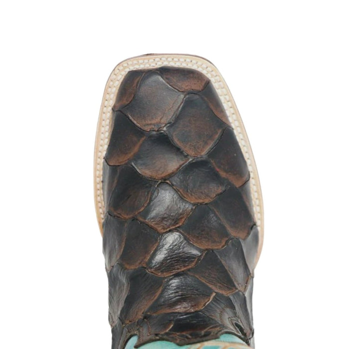 Women's 'Kennedy' Ostrich Print Square Toe Boots Black