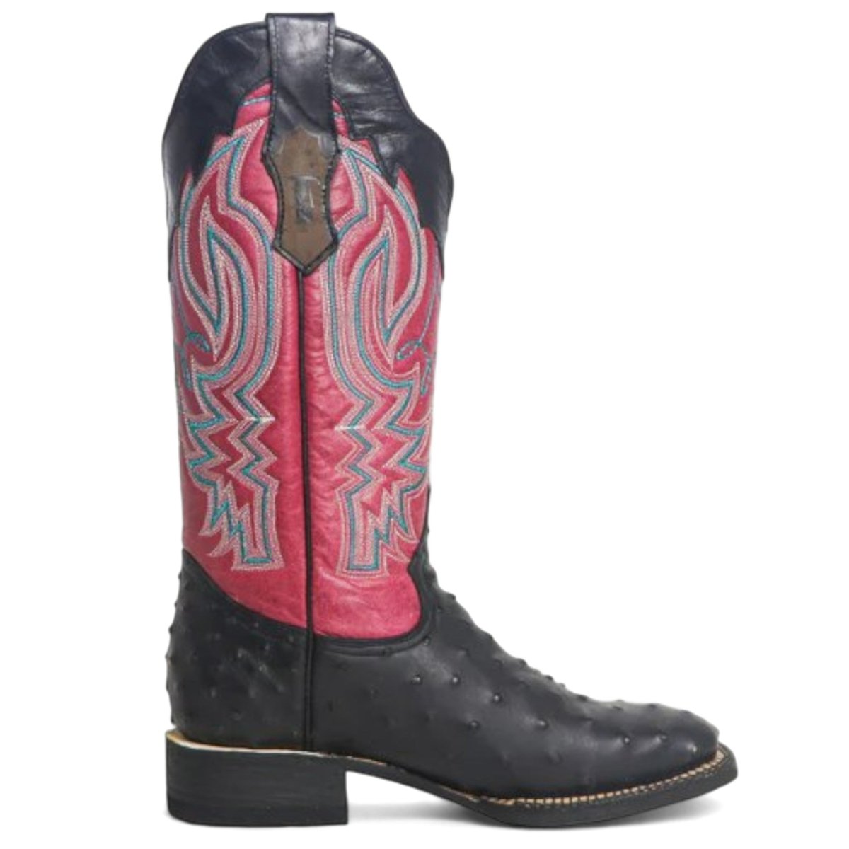 Tanner Mark Women's 'Kennedy' Ostrich Print Square Toe Boots Black