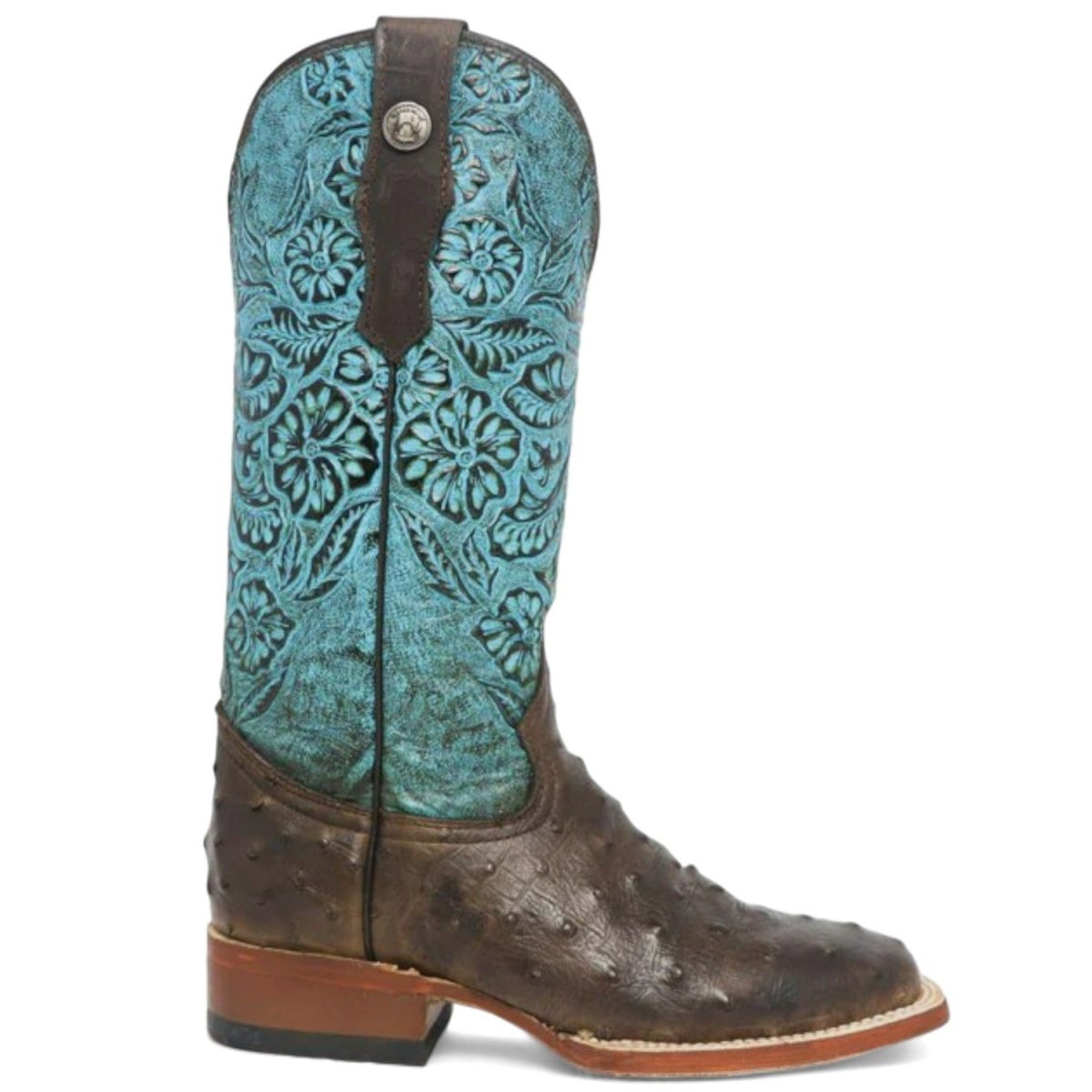 Tanner Mark Women's 'Shiloh' Ostrich Print Square Toe Boots Brown