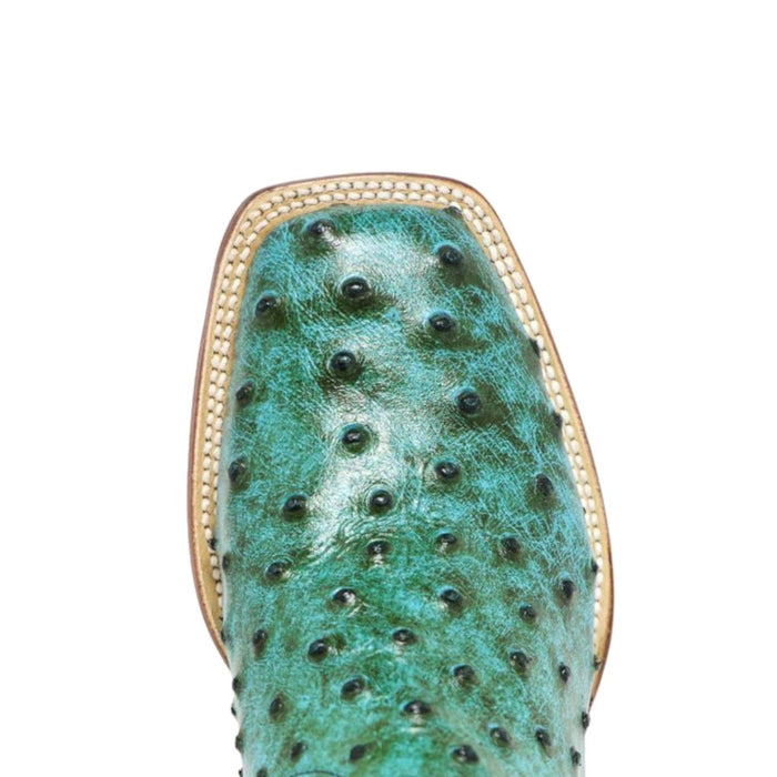 Women's 'Sweetwater' Ostrich Print Square Toe Boots Turquoise
