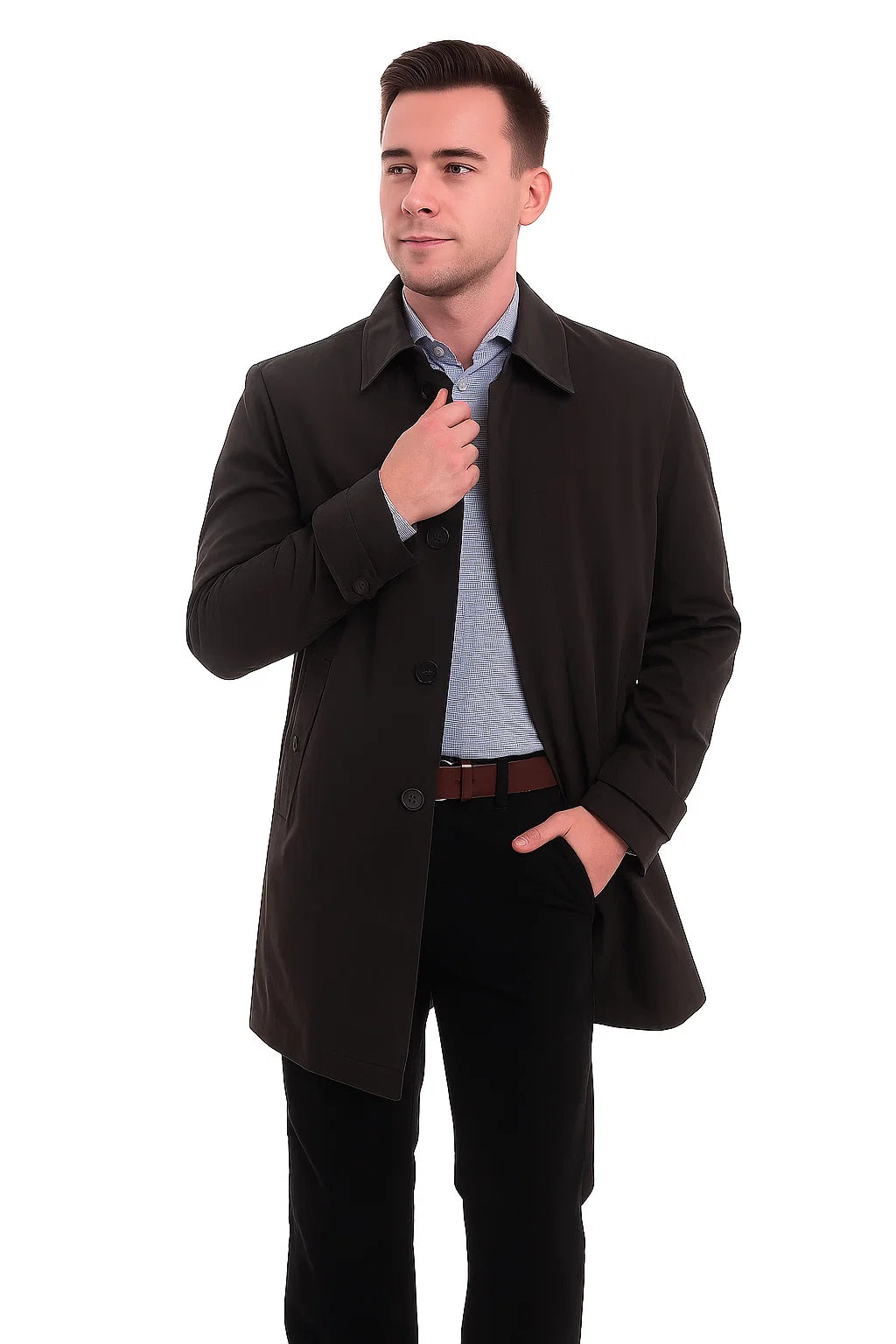 Men's Trenchcoat Solid Black