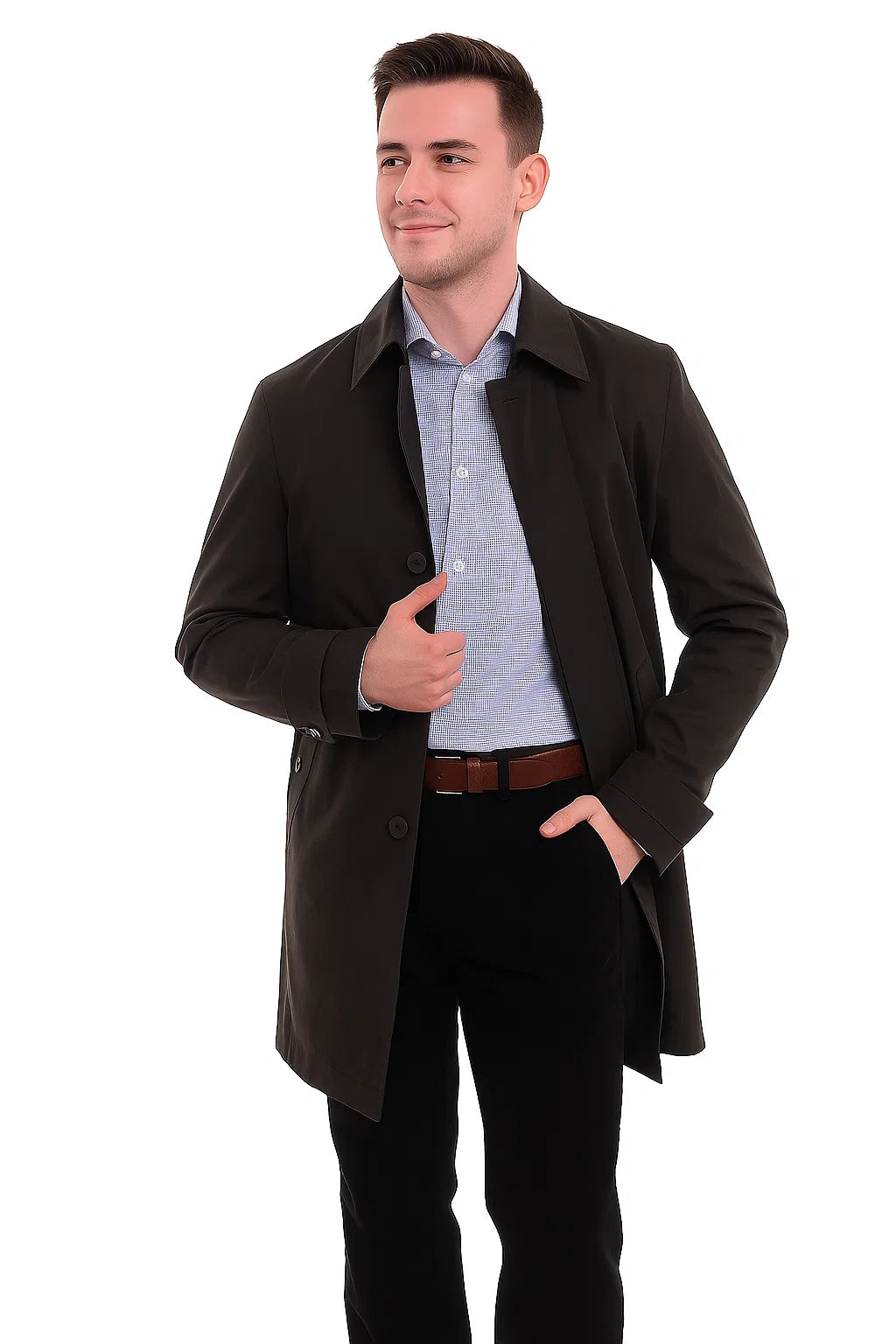 Men's Trenchcoat Solid Black
