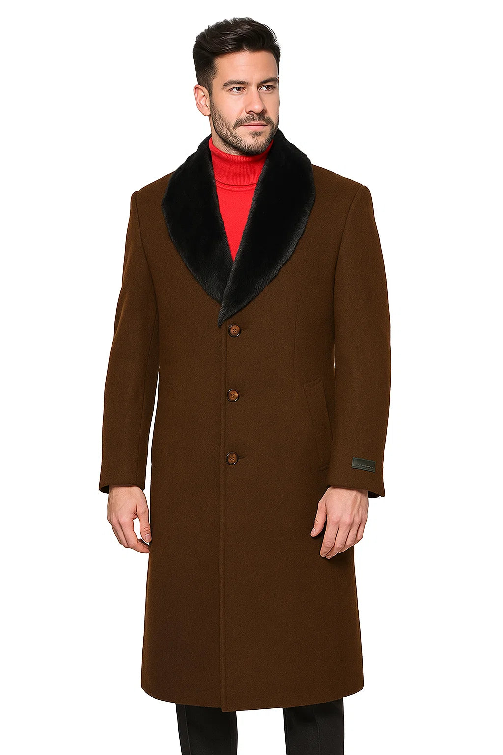 Men's Big And Tall Overcoat Long Men's Dress Topcoat - Winter coat 4XL 5XL 6XL Brown