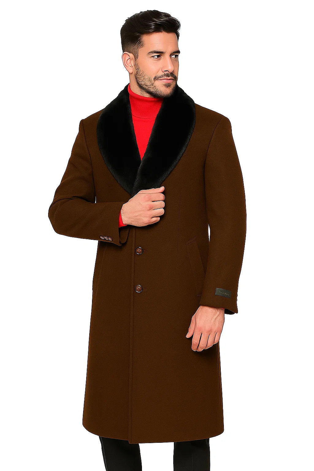 Men's Big And Tall Overcoat Long Men's Dress Topcoat - Winter coat 4XL 5XL 6XL Brown