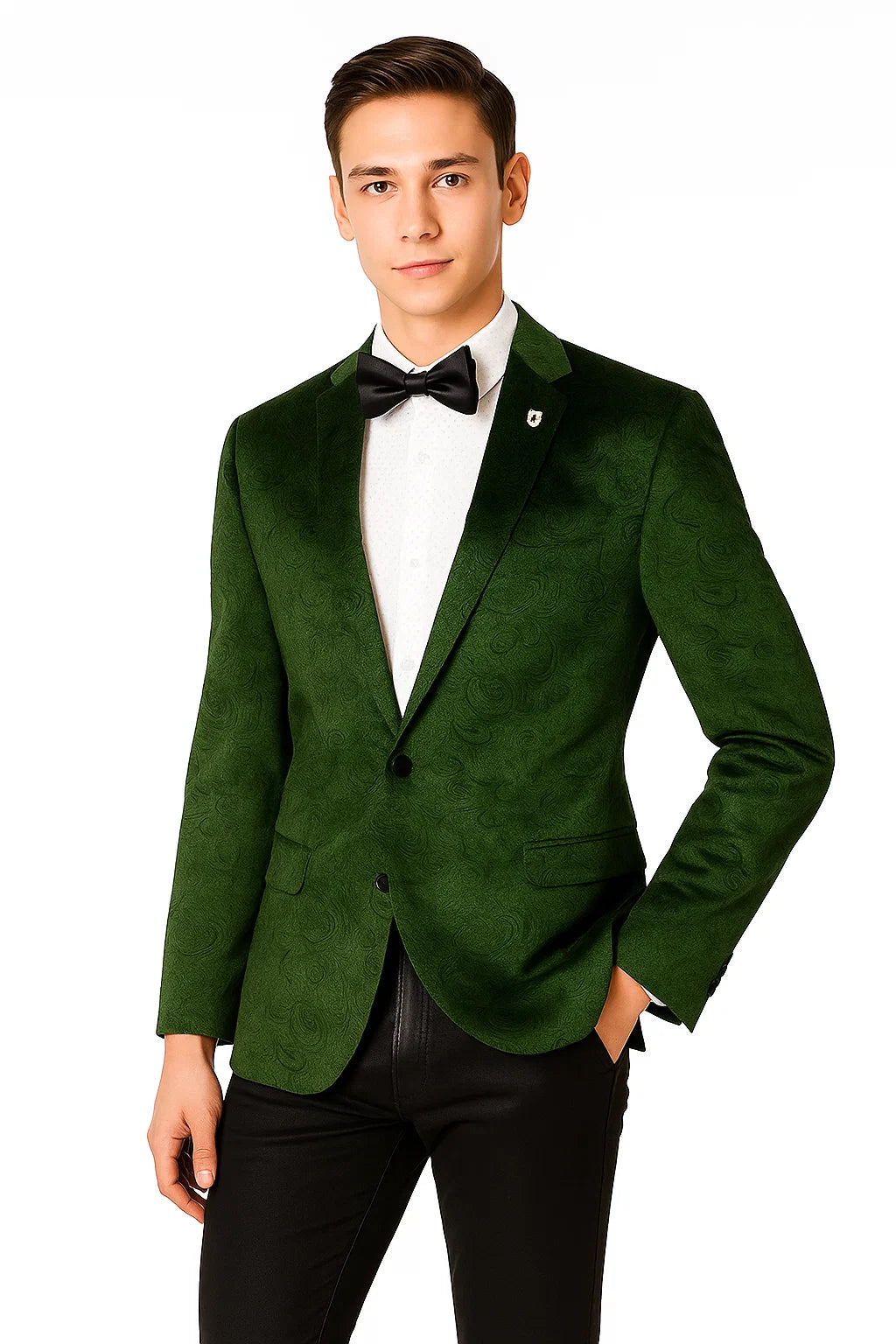 Olive Velvet Blazer - Paisley Sport Coat - Slim Fit