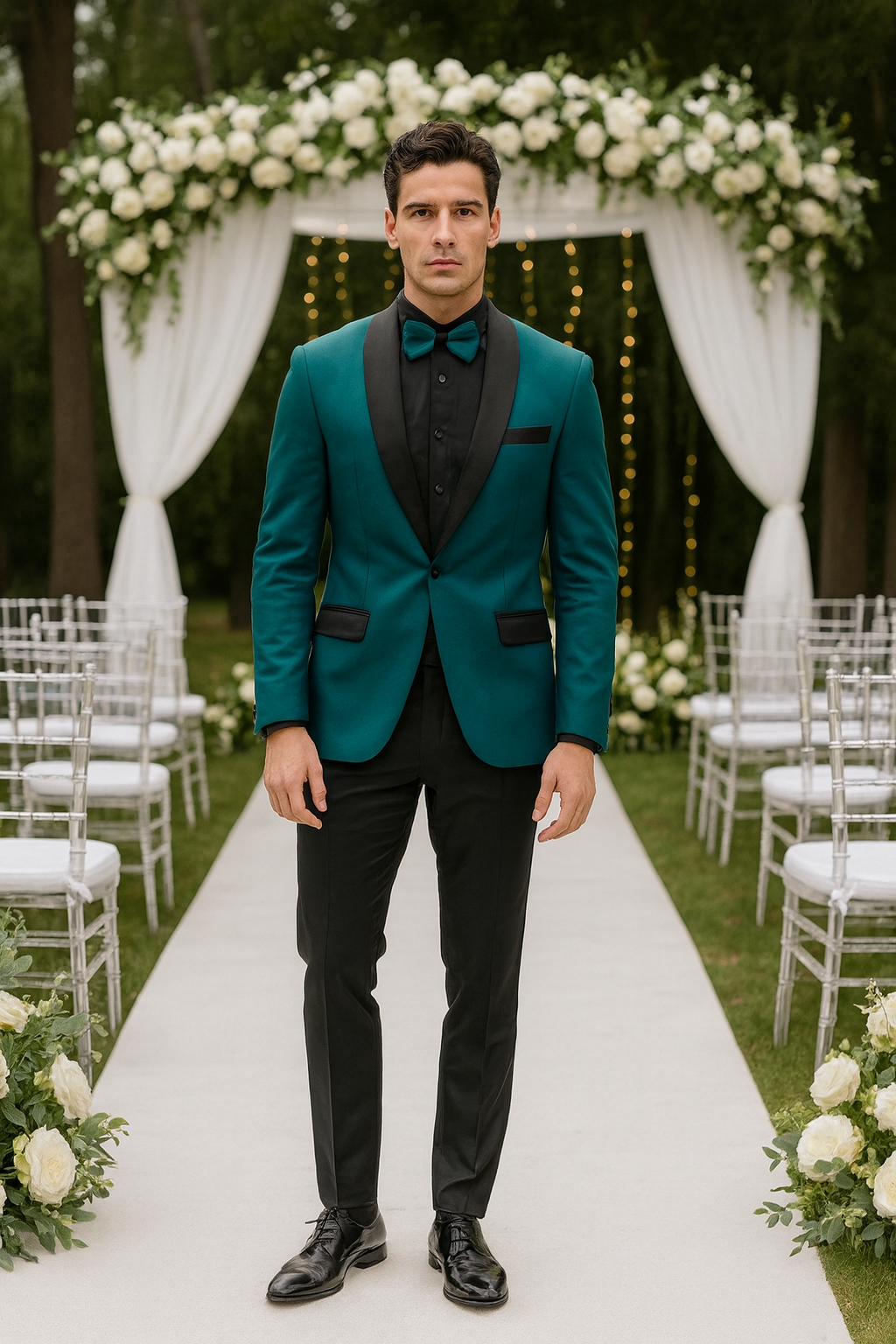 Teal Velvet Tuxedo Jacket with Shawl Lapel β Slim Fit