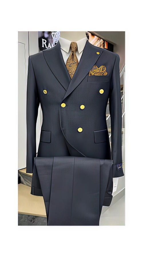 Men's Double Breasted Navy Wool Blazer