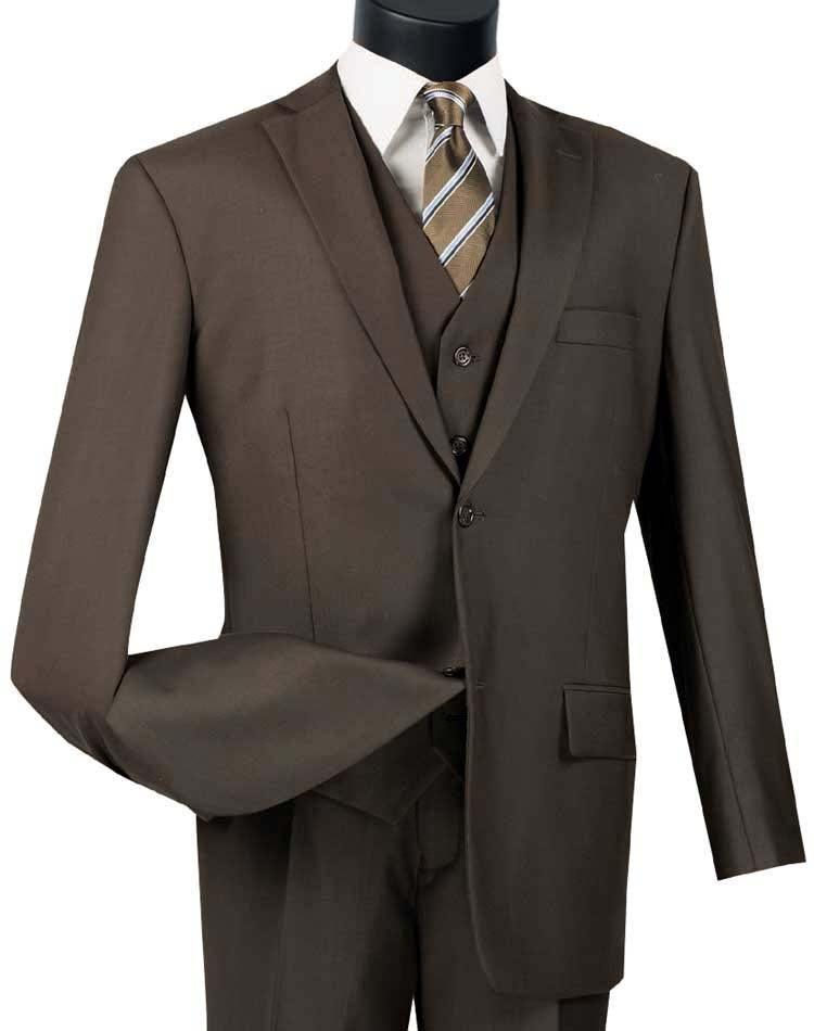 Three Piece Classic Fit Vested Suit by Vinci