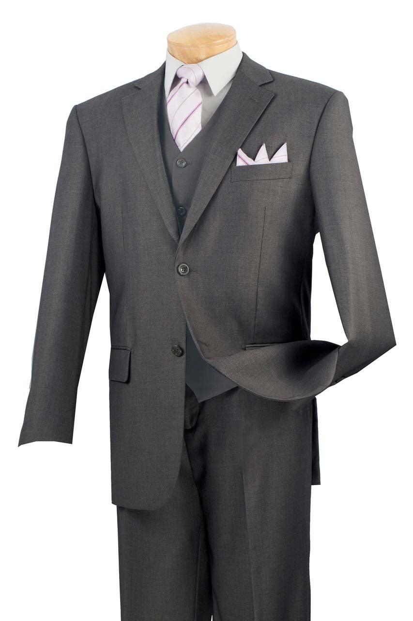 Three Piece Vested Suit in Heather Gray