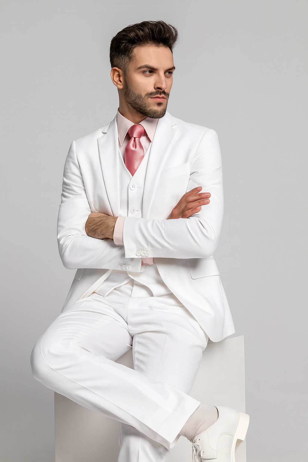 three piece suit - Pure White
