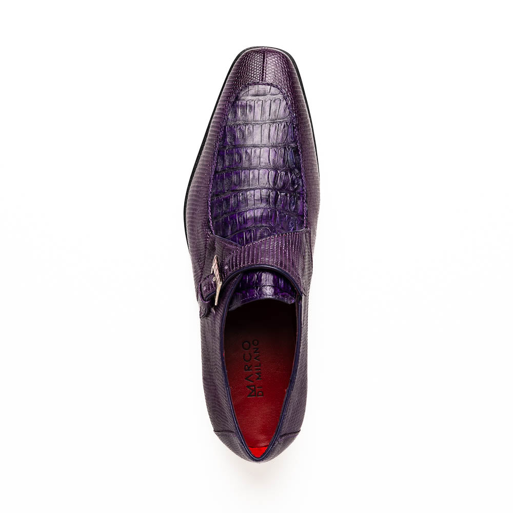 Marco Di Milano Toluca Purple Crocodile & Lizard Monk Strap