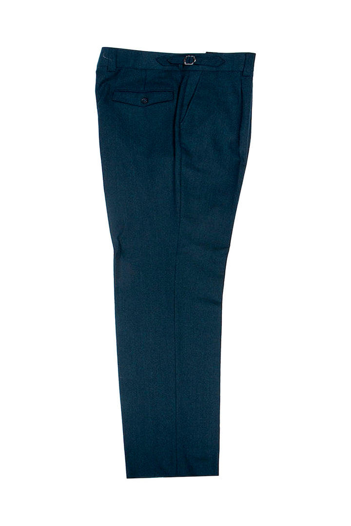 Tiglio Luxe Dark Teal Semi-Wide Leg Wool Marbella Pants