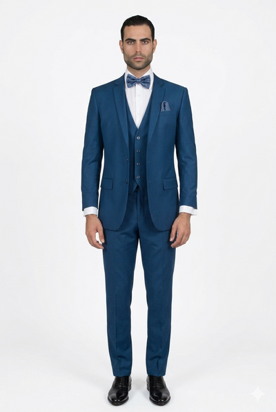 Men's Slim Fit Suits Three Piece Cobalt ~ Indigo ~ Bright Blue ~ Teal ~ Slate Blue Vested Suit