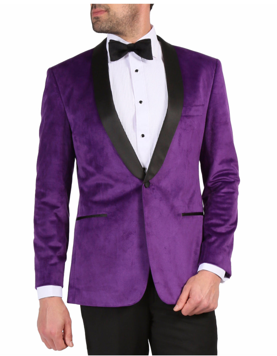 Purple Velvet 1 Button Dinner Tuxedo Jacket