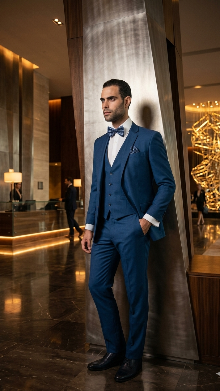 Men's Slim Fit Suits Three Piece Cobalt ~ Indigo ~ Bright Blue ~ Teal ~ Slate Blue Vested Suit