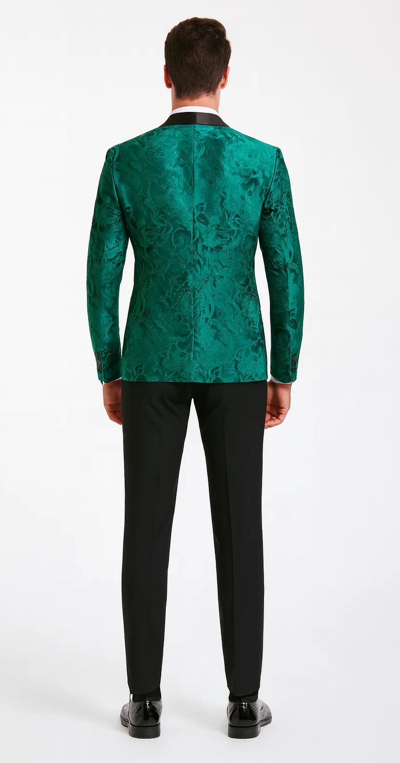 Turquoise Floral Tuxedo with Shawl Lapel β 4 Piece Set
