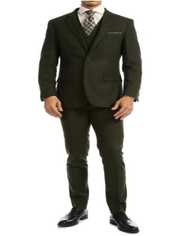 Tweed Wedding Suit - Tweed 3 Piece Suit + Old Fashioned Suit + Green $197