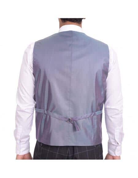 Two Button Classic Fit All Funeral Attire - Funeral Outfit - Funeral Clothes Suit/Blue Windowpane Three Piece Suit