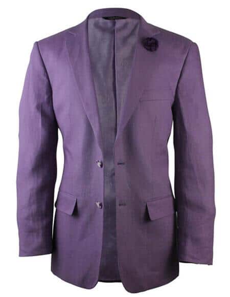 Two Button Purple Linen Fashionable Blazer Suit Jacket