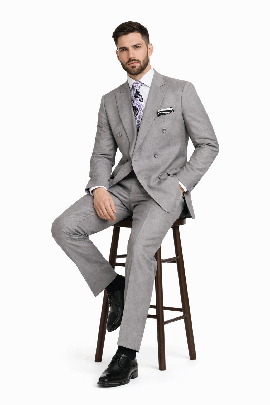 Apollo King Men's 2pc Double Breasted Outlet Suit Pleated Pants