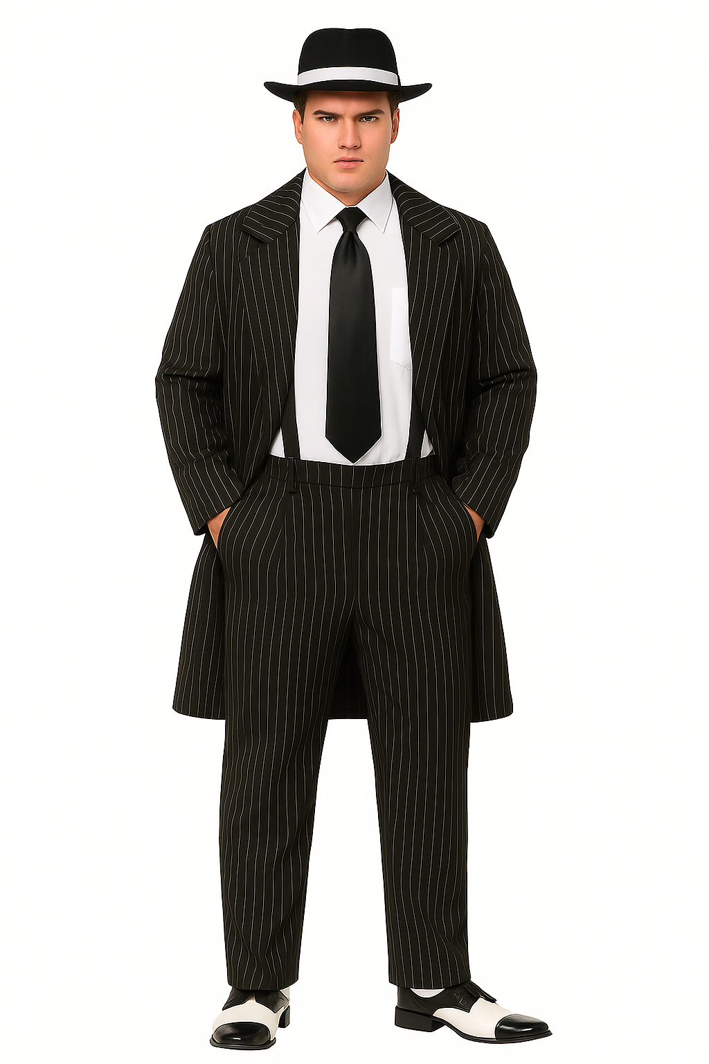 Zoot Suit Costume Black and White - 1940s Inspired Pinstripe