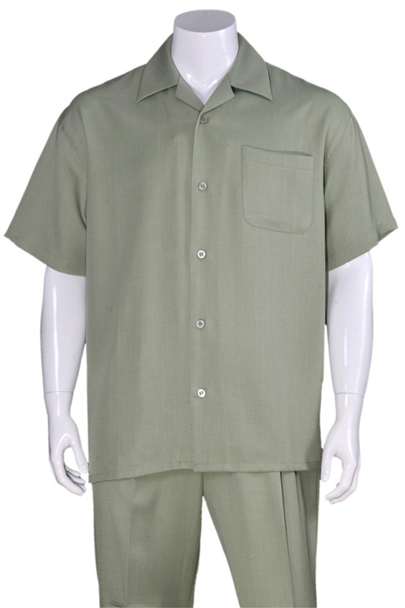 Men's Light Olive Short Sleeve Walking Suit