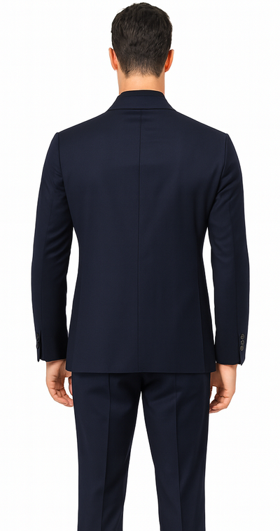 Ultra Slim Fit Double Breasted Dark Navy Suit - Narrow Leg Pants - Gucci Cut - Tapered Jacket