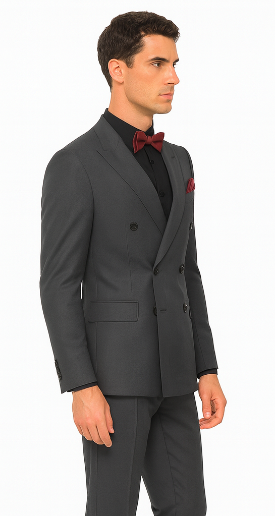 Ultra Slim Fit Double Breasted Light Grey Suit - Narrow Leg Pants - Gucci Cut - Tapered Jacket