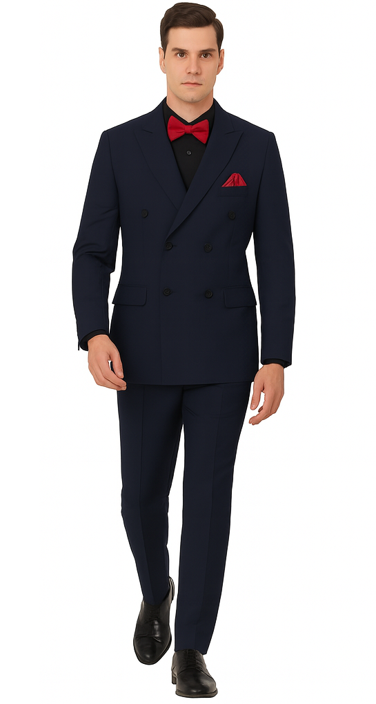 Ultra Slim Fit Double Breasted Navy Suit - Narrow Leg Pants - Gucci Cut - Tapered Jacket