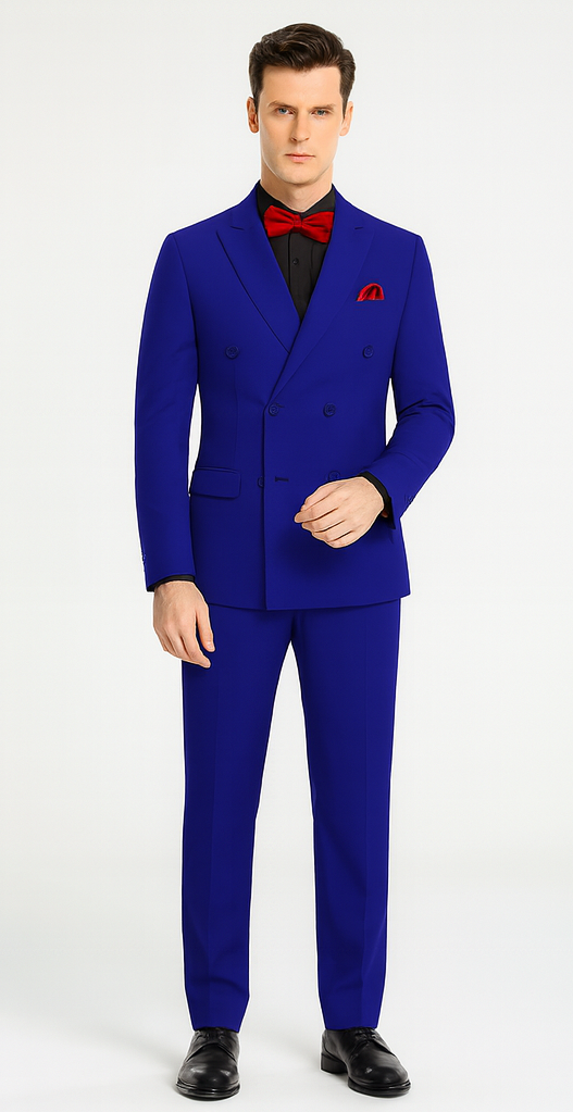 Ultra Slim Fit Double Breasted Royal Suit - Narrow Leg Pants - Gucci Cut - Tapered Jacket