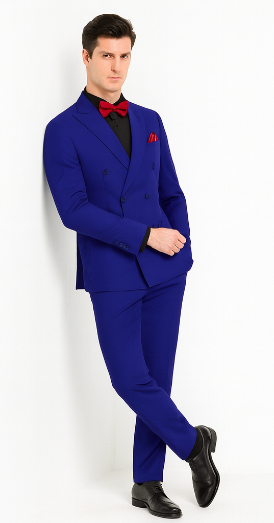 Ultra Slim Fit Double Breasted Royal Suit - Narrow Leg Pants - Gucci Cut - Tapered Jacket