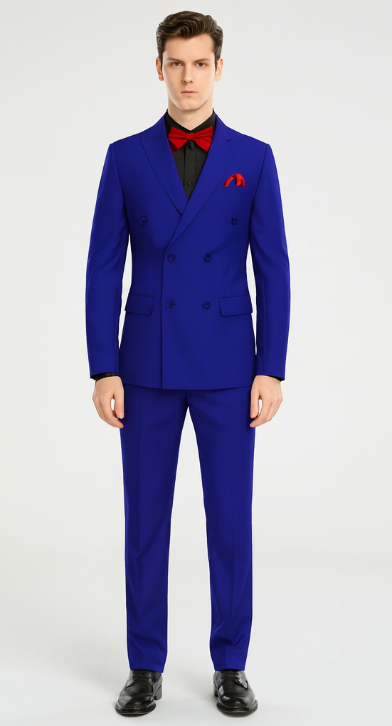 Ultra Slim Fit Double Breasted Royal Suit - Narrow Leg Pants - Gucci Cut - Tapered Jacket