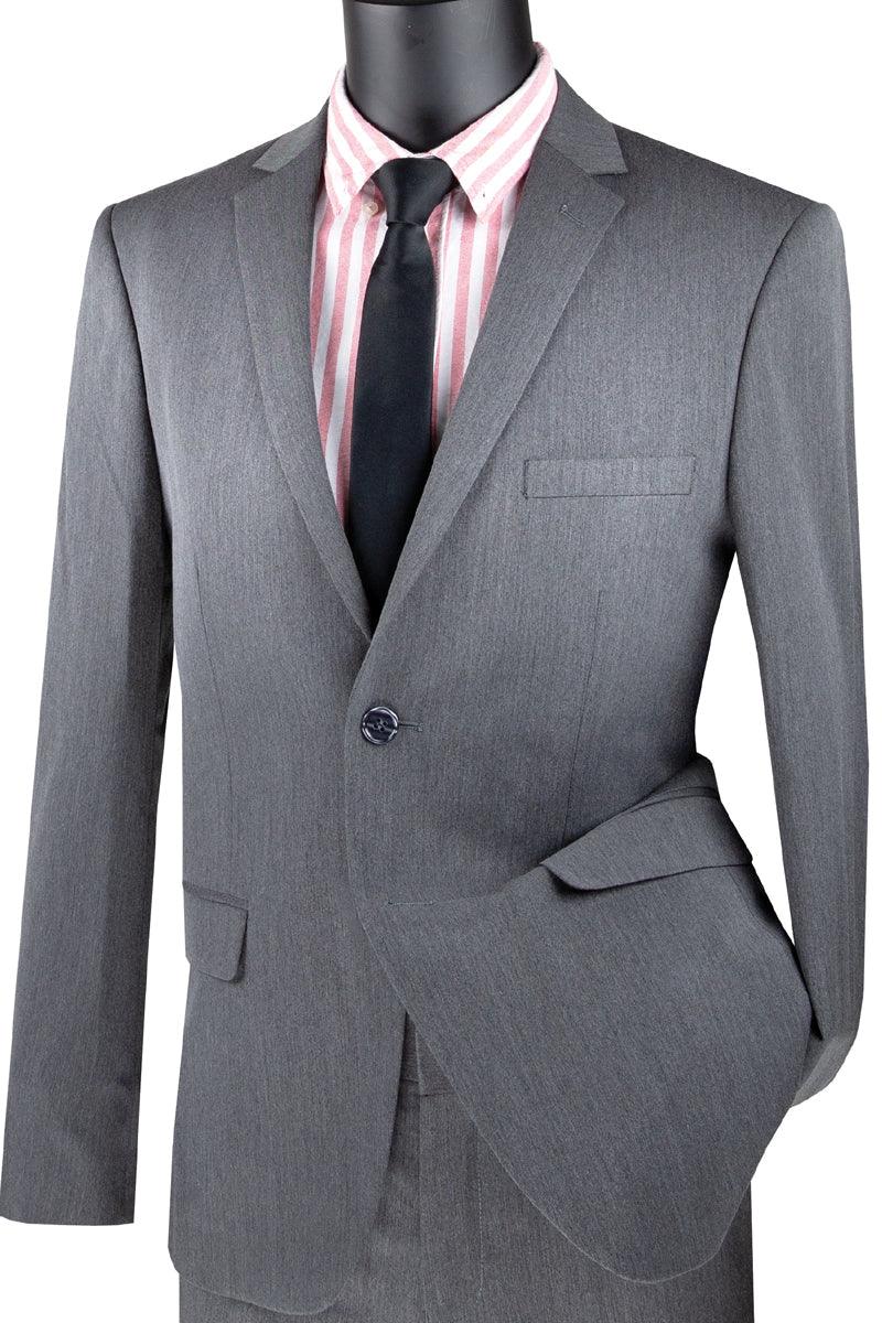 Ultra Slim Fit Stretch Charcoal Suit by Vinci