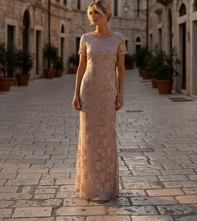 Mother-of-the-Bride Short Sleeve Formal Evening Dress by Eva USA 3456