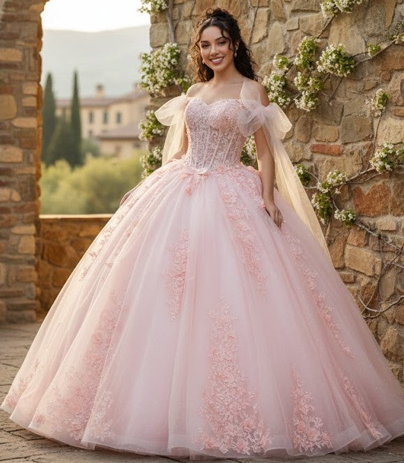 Plus Size Ball Gown in Blush | Formal Quinceanera Dress by LK280