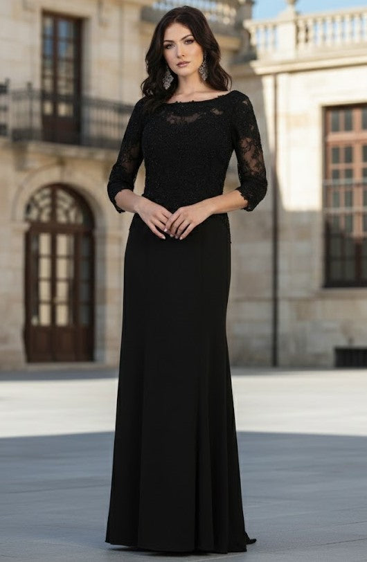 3/4 Sleeve Mother Of The Bride Dress Long Mermaid Gala Evening Gown