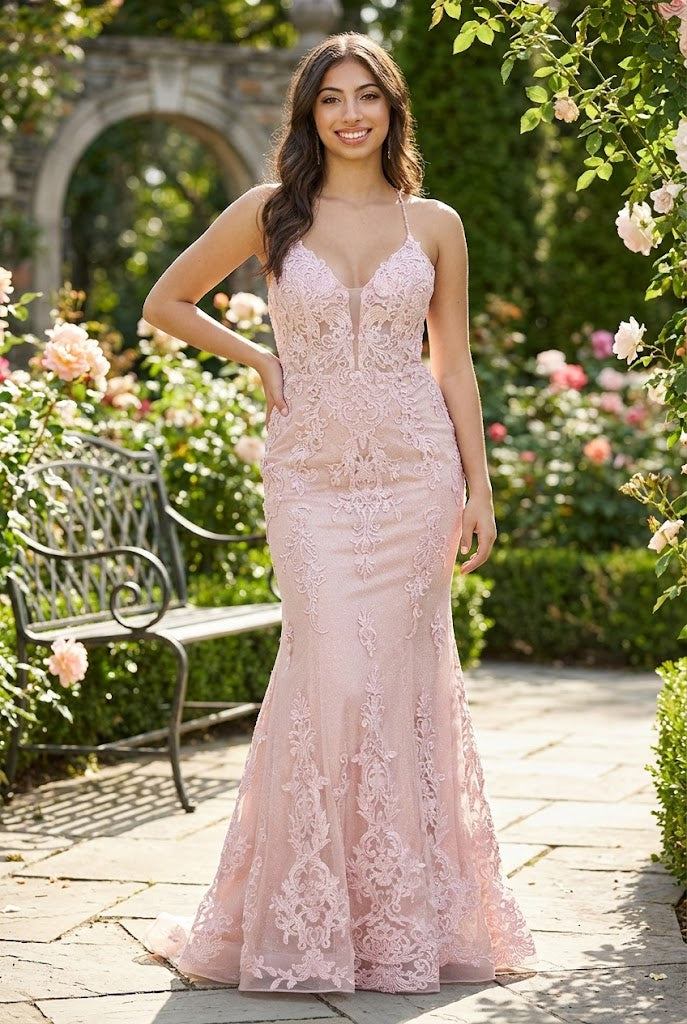 Sleeveless Glitter Mermaid Gala Gown