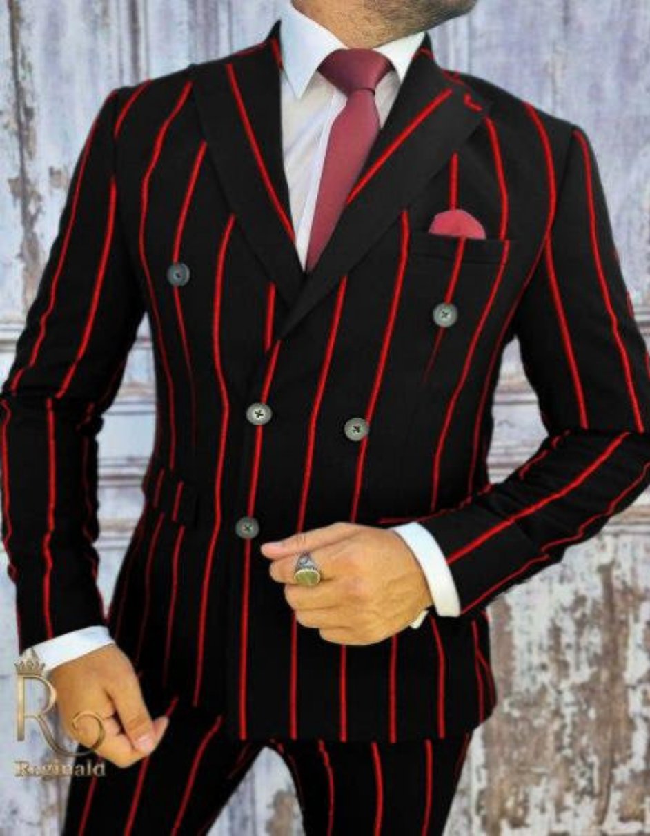 Double Breasted 6-Button Gangster Suit Black