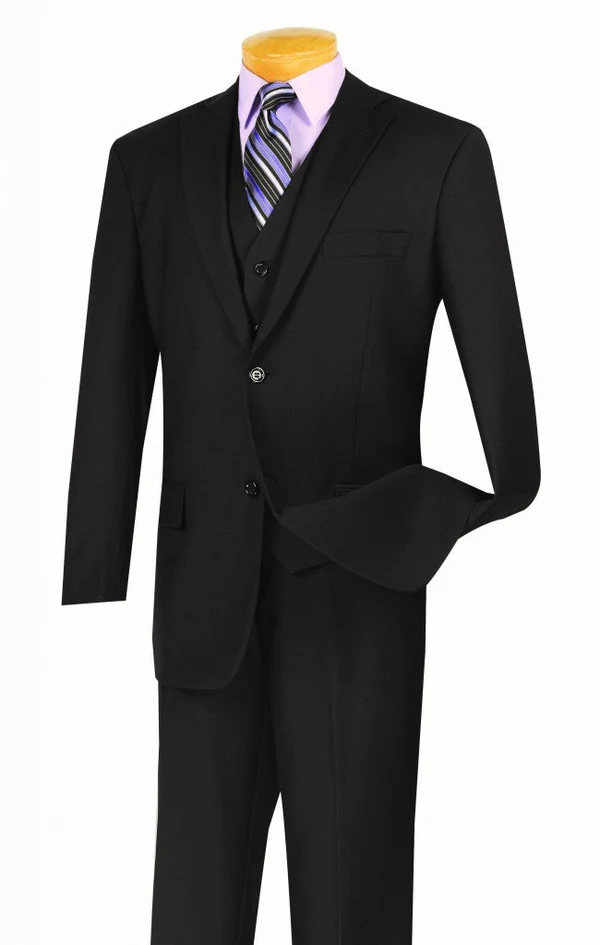 Black Modern Double Breasted Windowpane Suit