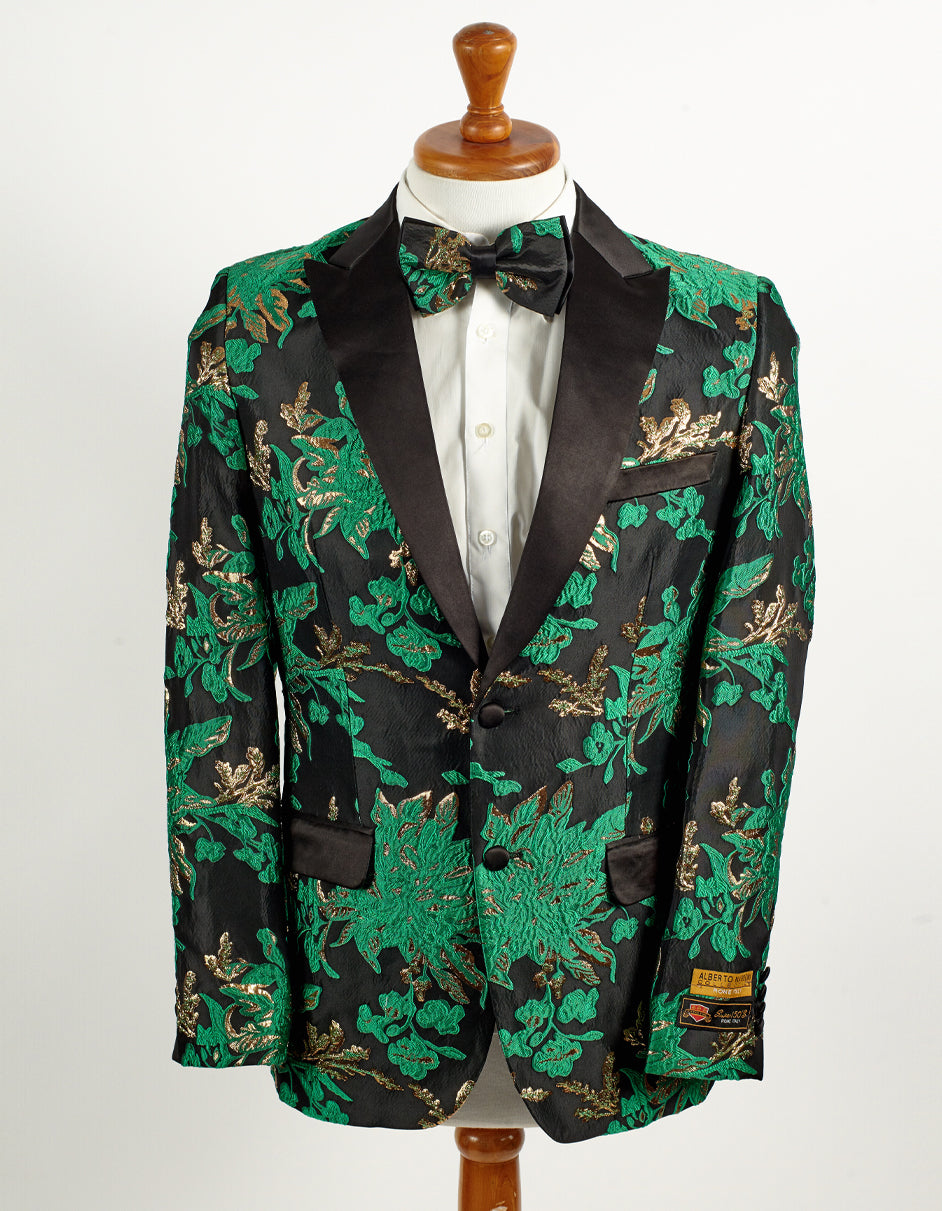 Hunter Green Paisley Tuxedo Blazer, 2 Button