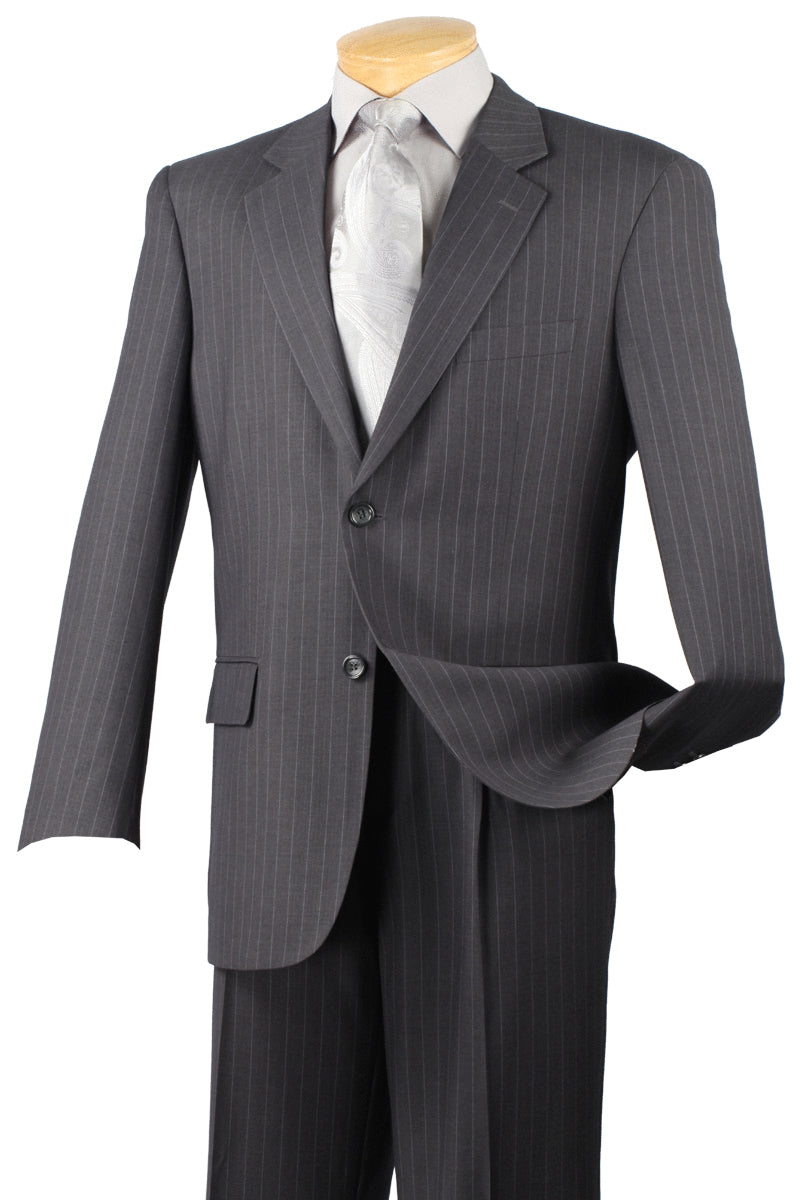 Modern Fit Charcoal Pinstripe Suit - Vinci