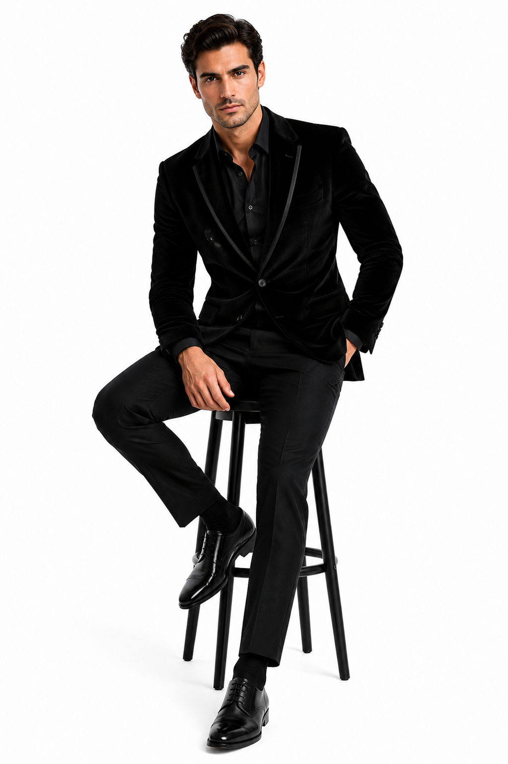 Velour Men's blazer Jacket Men's Black Cotton