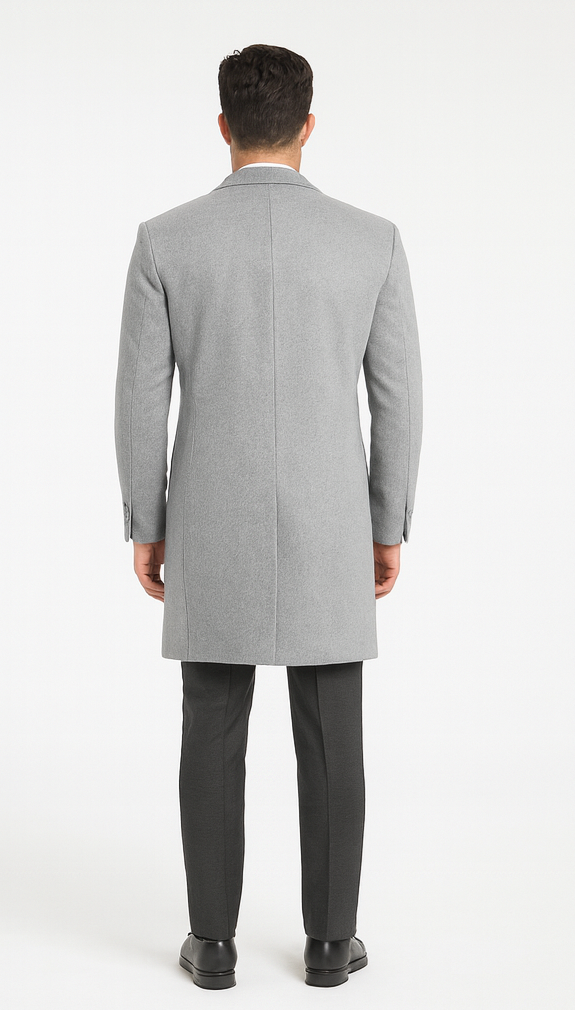 Veno Giovanni Men's 100% Wool Full Length Length Top Coat Hidden Button