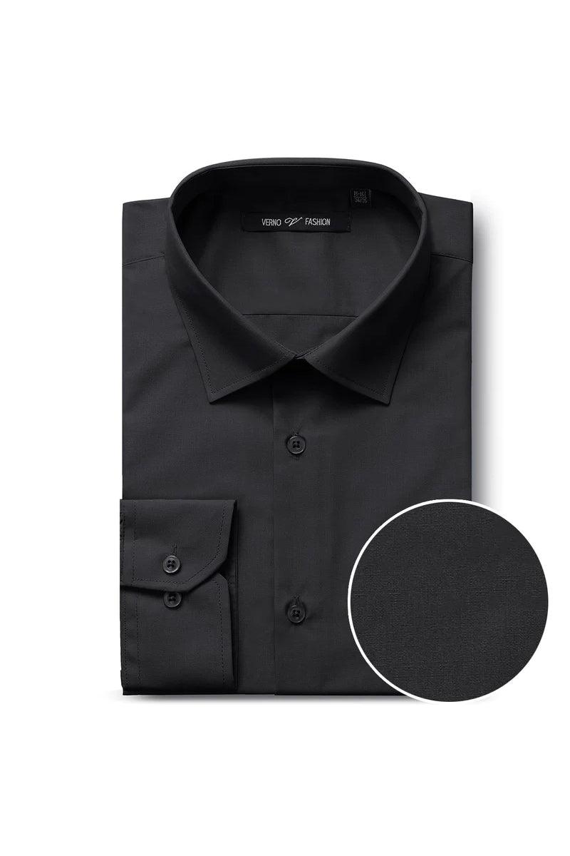 black collar dress shirt Verno Men's Regular Fit Long Sleeve Solid Shirt, Size: 4XL(20-20 ½) sleeve: 36/37, ASOS EDITION chiffon volume An essential black cotton recommended-product:threefold-croco-embossed-clutch-off-white UPC:UPCO