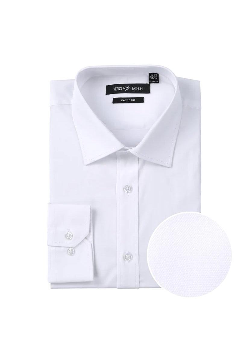 Men's Verno Men's Classic Fit Easy Care Wrinkle-Free Dress Shirts, 100% Cotton Classic Spread Collar 15-15.5 32/33 White Spread Collar