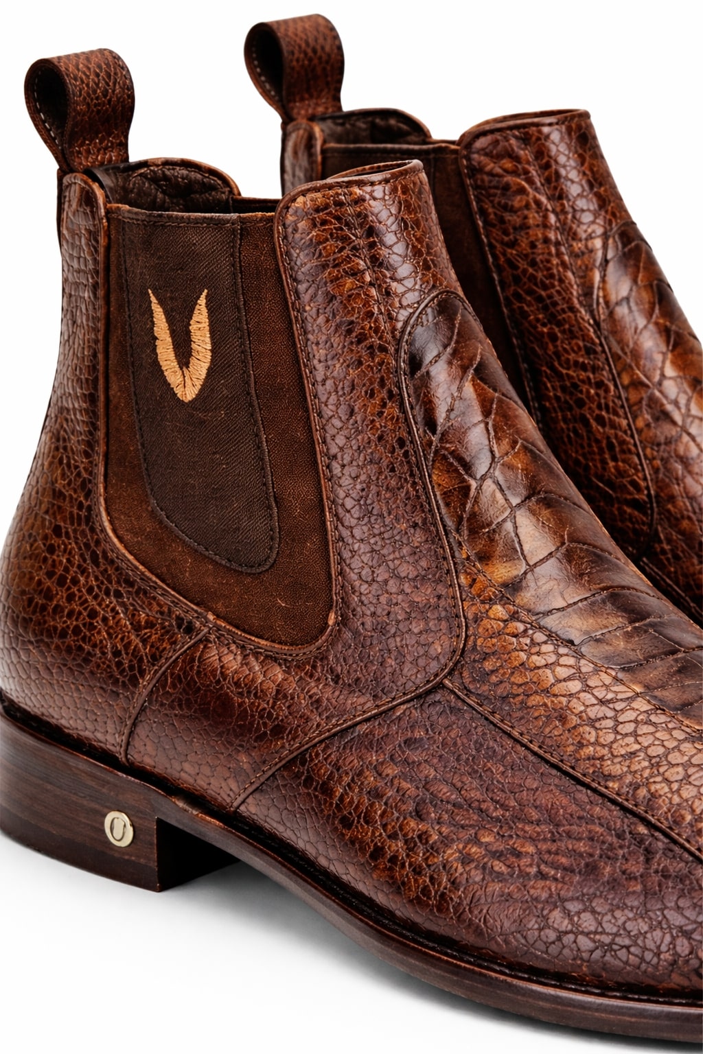 Men's Handmade Brown Vestigium Genuine Ostrich Leg Chelsea Boots
