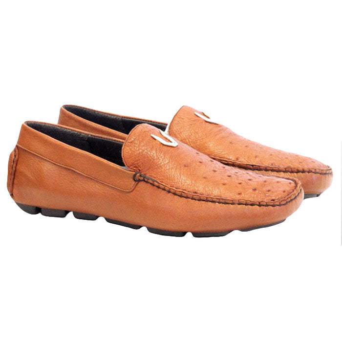 Vestigium Ostrich Driving Loafers Cognac - Cognac Ostrich men's driving loafer