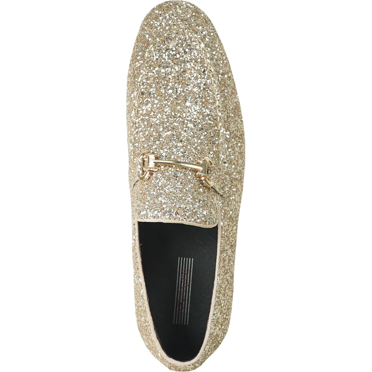 Bravo Mens Modern Glitter Sequin Prom Tuxedo Buckle Loafer in Gold - Men's Dress Shoes