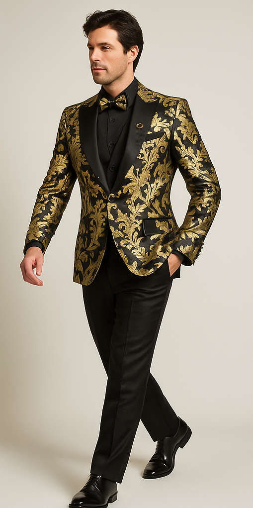 vinci-mens-black-and-gold-modern-fit-3pc-tuxedo-suit
