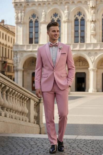 Dusty Rose Shawl Lapel Tuxedo by Spectrum β Elegant 3-Piece Formal Wear